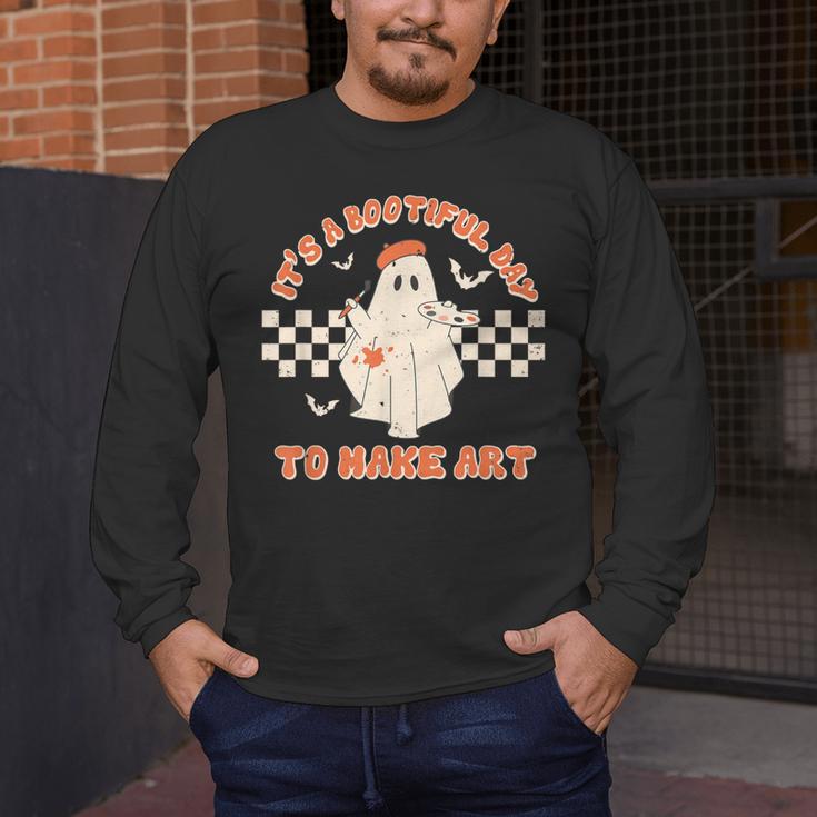 It's A Bootiful Day To Make Art Halloween Art Teacher Men's Long Sleeve T-Shirt, funny design