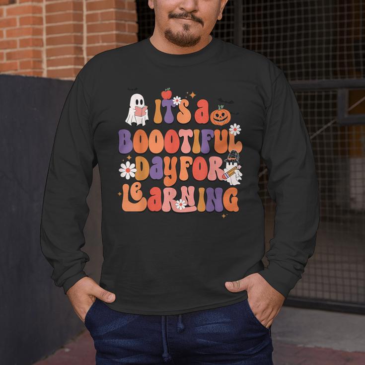 It's A Bootiful Day For Learning Cute Teacher Halloween Men's Long Sleeve T-Shirt, funny design It's A Bootiful Day For Learning Cute Teacher Halloween Men's Long Sleeve T-Shirt, funny design