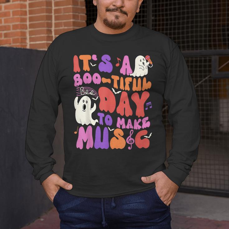 It's a Bootiful Day To Make Music Halloween Music Teacher Men's Long Sleeve T-Shirt, funny design
