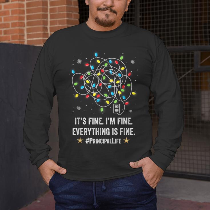 It's Fine I'm Fine Christmas Light Principal Teacher Xmas Men Women Men's Long Sleeve T-Shirt, funny design It's Fine I'm Fine Christmas Light Principal Teacher Xmas Men Women Men's Long Sleeve T-Shirt, funny design