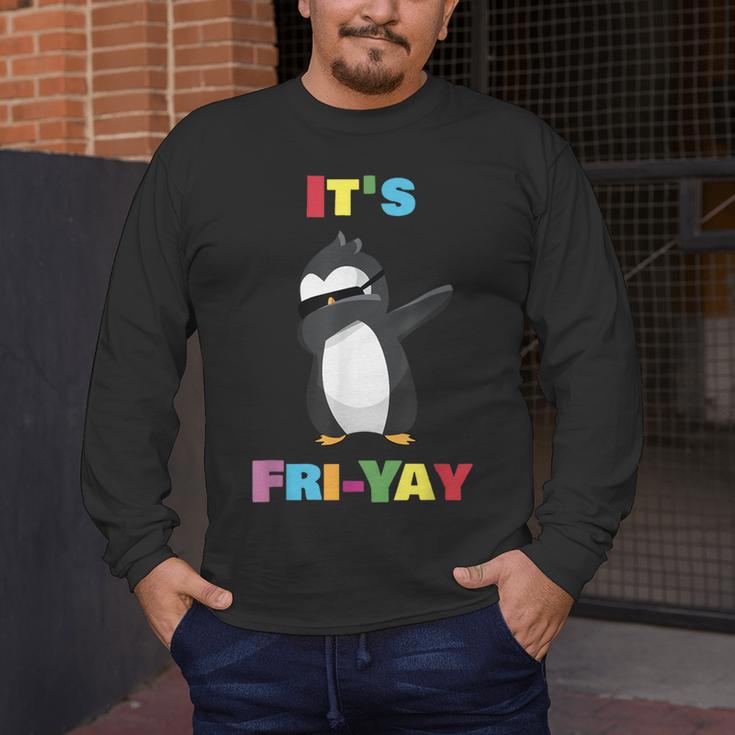 It's Fri-Yay Dabbing Penguin Friday Weekend Teacher Student Men's Long Sleeve T-Shirt, funny design It's Fri-Yay Dabbing Penguin Friday Weekend Teacher Student Men's Long Sleeve T-Shirt, funny design