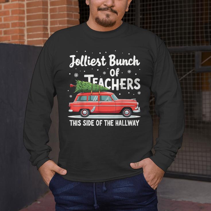 Jolliest Bunch Of Teachers This Side Of The Hallway Xmas PJ Men's Long Sleeve T-Shirt, funny design