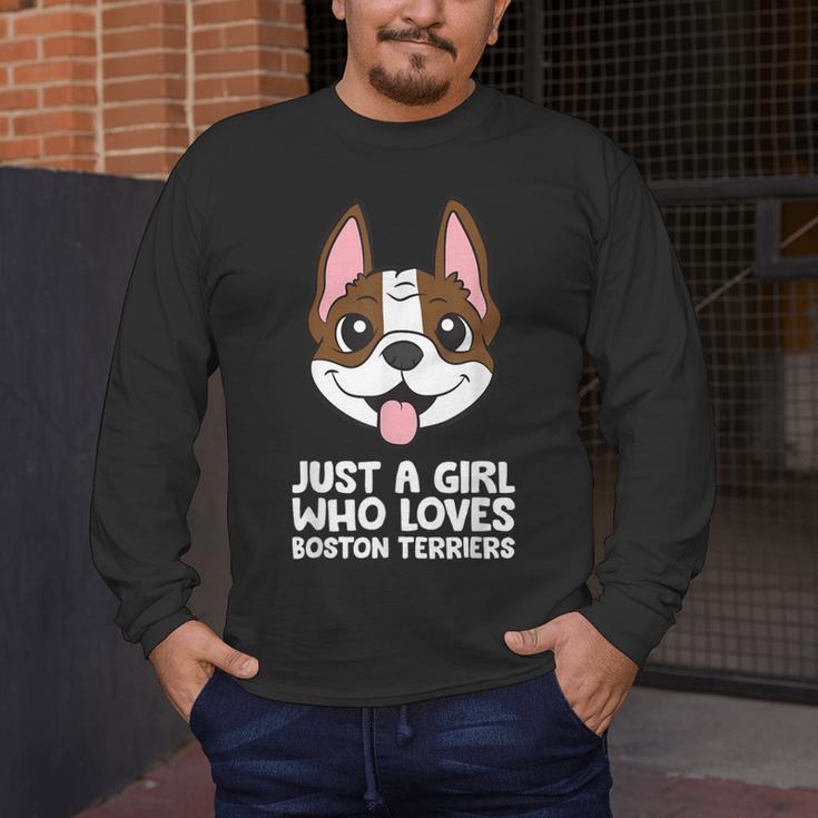Just a Girl Who Loves Boston Terriers Men's Long Sleeve T-Shirt, funny design
