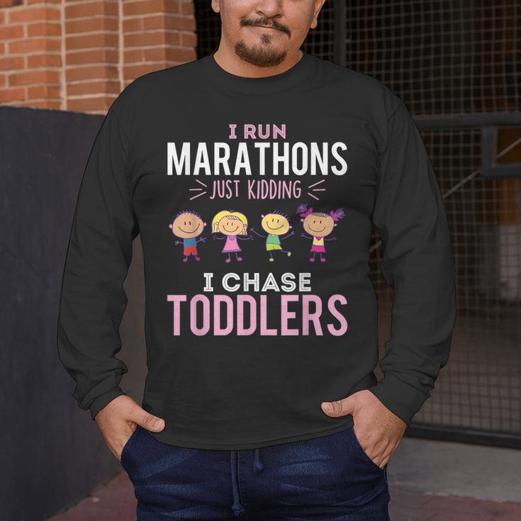 Just Kidding I Chase Toddlers Daycare Provider Nanny Teacher Men's Long Sleeve T-Shirt, funny design Just Kidding I Chase Toddlers Daycare Provider Nanny Teacher Men's Long Sleeve T-Shirt, funny design
