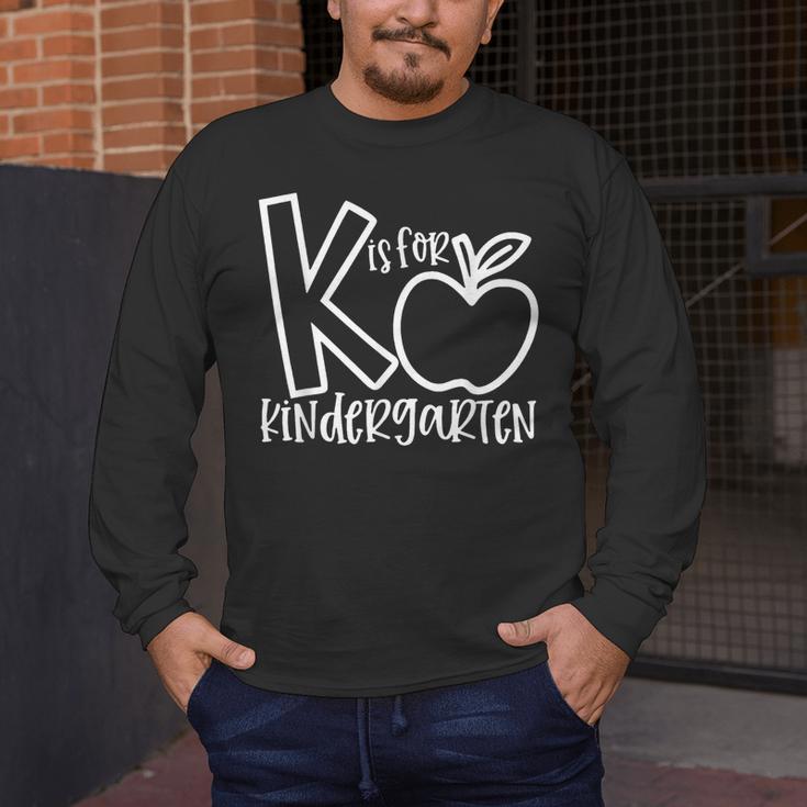 K Is For Kindergarten Kindergarten Teacher Men Women Girls Kids Men's Long Sleeve T-Shirt, funny design