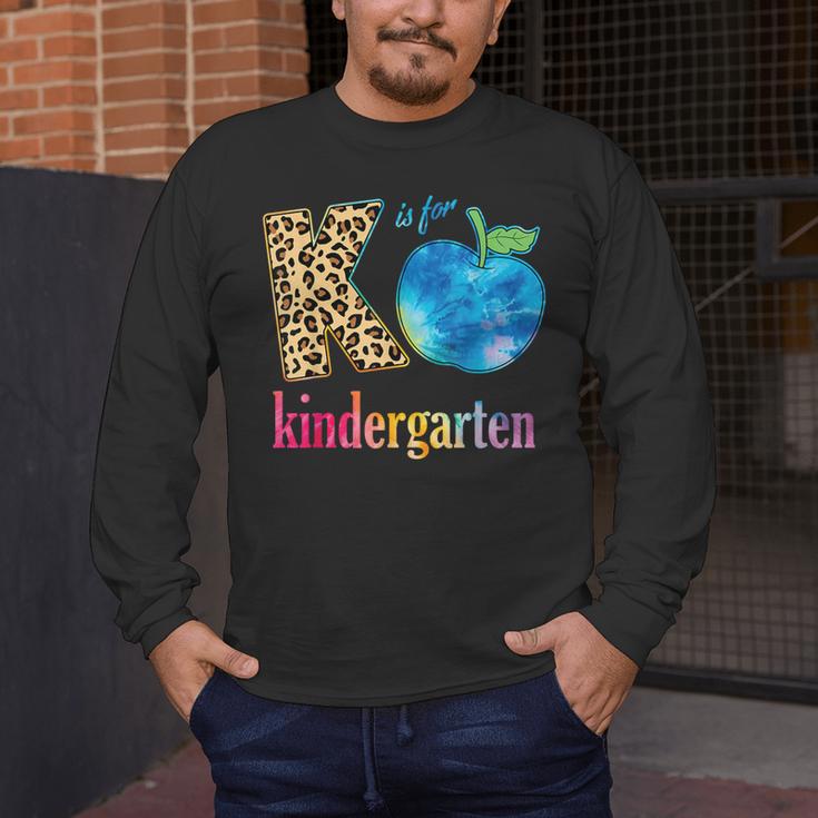 K Is For Kindergarten Teacher Tie Dye Back To School Kinder For Men Women Girls Kids Men's Long Sleeve T-Shirt, funny design