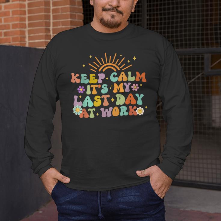 Keep Calm It's My Last Day At Work Groovy Teacher Retro Men's Long Sleeve T-Shirt, funny design Keep Calm It's My Last Day At Work Groovy Teacher Retro Men's Long Sleeve T-Shirt, funny design