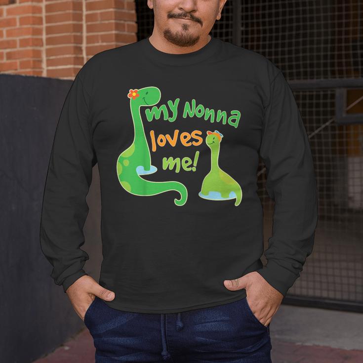 Kids My Nonna Loves Me Dinosaur Grandson Men's Long Sleeve T-Shirt, funny design