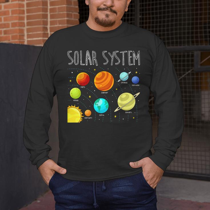 Kids Solar Systems Cute Planets Space Science Teacher School Men's Long Sleeve T-Shirt, funny design