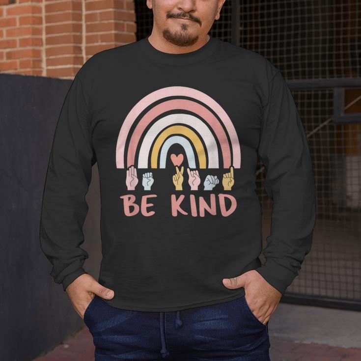 Be Kind ASL Sign Language Deaf SPED Teacher Kids Men Women Men's Long Sleeve T-Shirt, funny design Be Kind ASL Sign Language Deaf SPED Teacher Kids Men Women Men's Long Sleeve T-Shirt, funny design