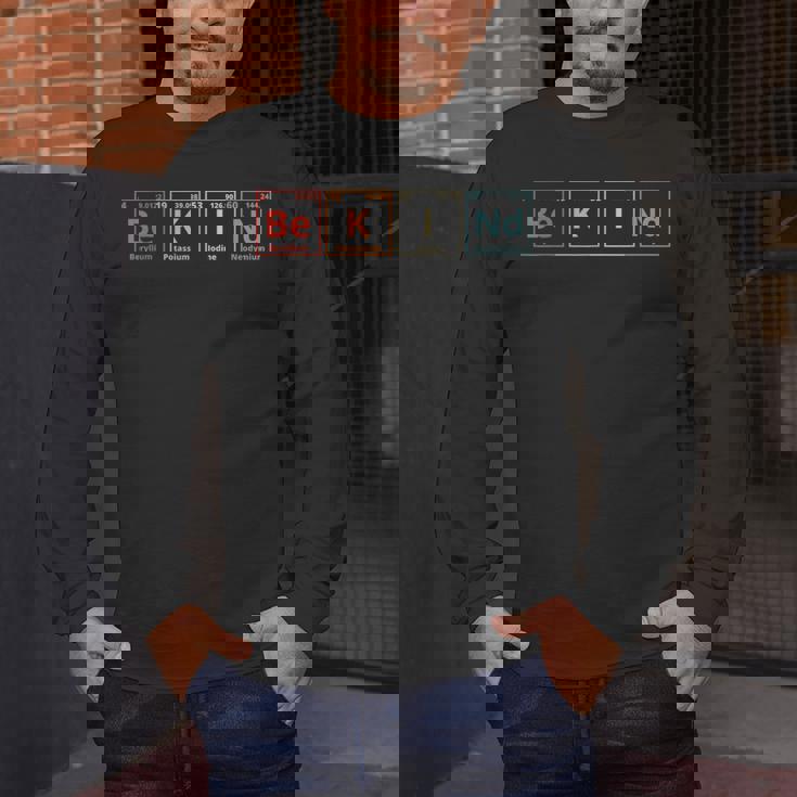 Be Kind Periodic Table Chemistry Teacher Scientist Kindness Men Women Girls Kids Men&#x27;s Long Sleeve T-Shirt, funny design