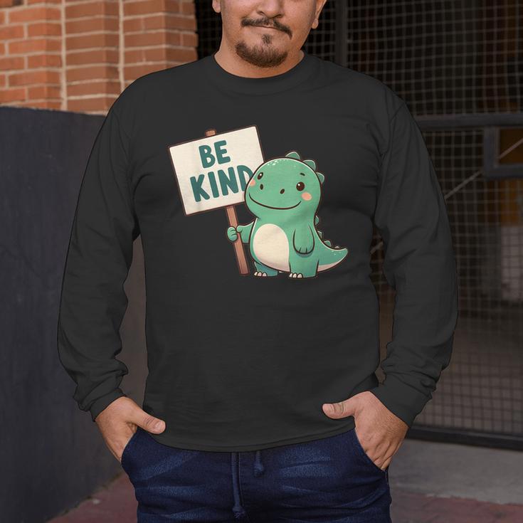 Be Kind Teacher Anti-Bullying Dino Kindness Women Men Boys Men's Long Sleeve T-Shirt, funny design
