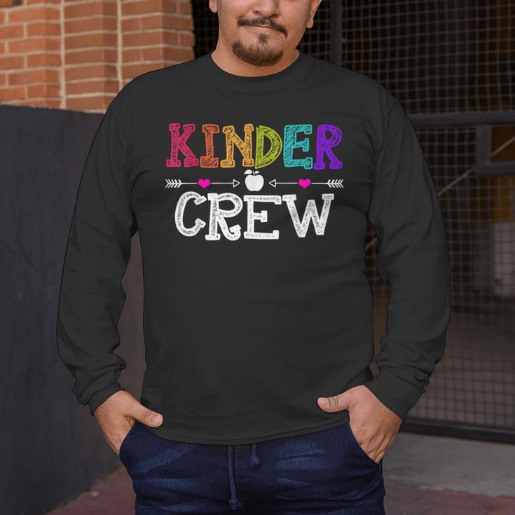 Kinder Crew Kindergarten Teacher 1st Day Of School Men's Long Sleeve T-Shirt, funny design Kinder Crew Kindergarten Teacher 1st Day Of School Men's Long Sleeve T-Shirt, funny design