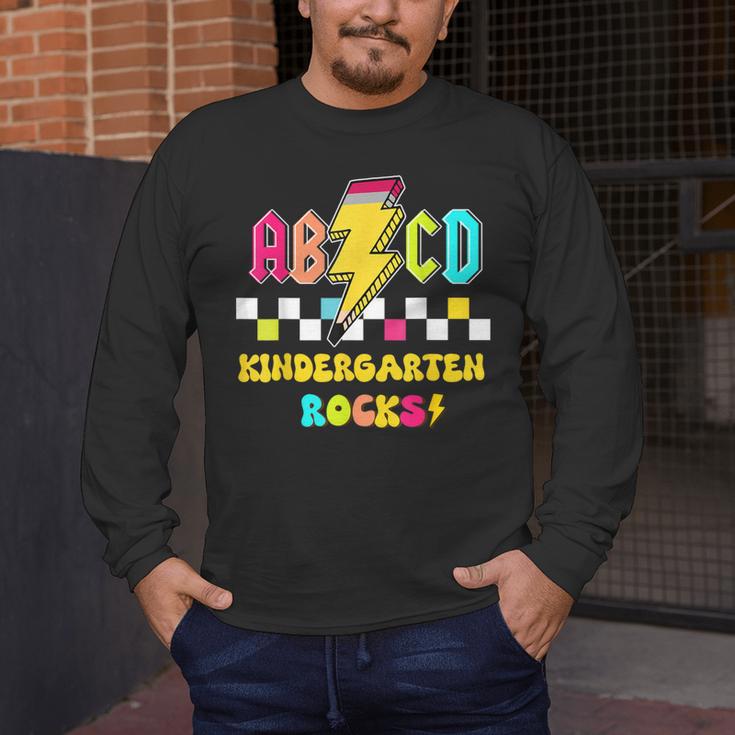 Kindergarten ABCD Rocks Teacher Student Back To School Men's Long Sleeve T-Shirt, funny design Kindergarten ABCD Rocks Teacher Student Back To School Men's Long Sleeve T-Shirt, funny design