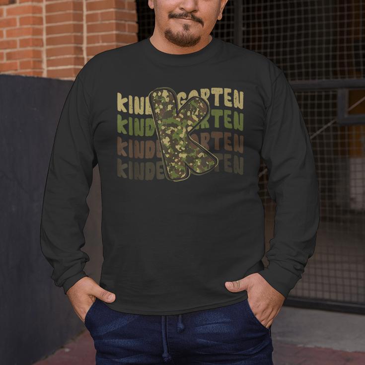 Kindergarten Camo Camouflage Boy Teacher Back To School Men's Long Sleeve T-Shirt, funny design Kindergarten Camo Camouflage Boy Teacher Back To School Men's Long Sleeve T-Shirt, funny design