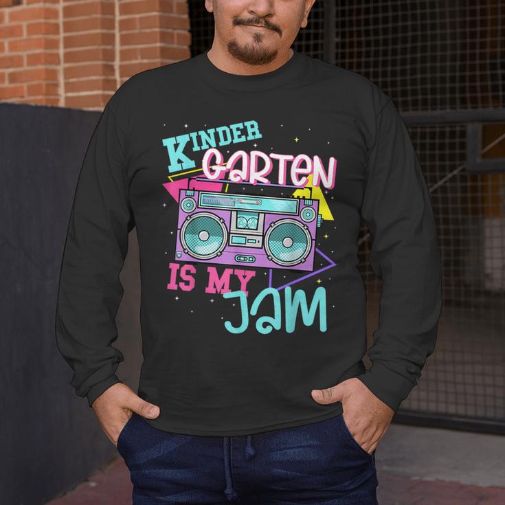 Kindergarten Is My Jam Cute Teacher Shirt 80's 90's Styl Men's Long Sleeve T-Shirt, funny design Kindergarten Is My Jam Cute Teacher Shirt 80's 90's Styl Men's Long Sleeve T-Shirt, funny design