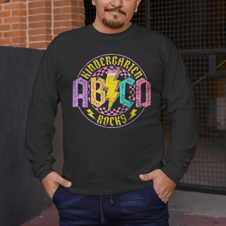 Kindergarten Rocks ABCD Back To School Rock Teacher Men's Long Sleeve T-Shirt, funny design