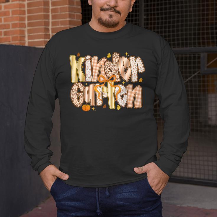 Kindergarten Teacher Fall Pumpkin Autumn Cute Men's Long Sleeve T-Shirt, funny design Kindergarten Teacher Fall Pumpkin Autumn Cute Men's Long Sleeve T-Shirt, funny design