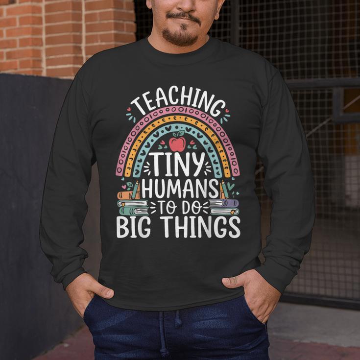 Kindergarten Teacher Tiny Humans Pre-School Teacher Men's Long Sleeve T-Shirt, funny design