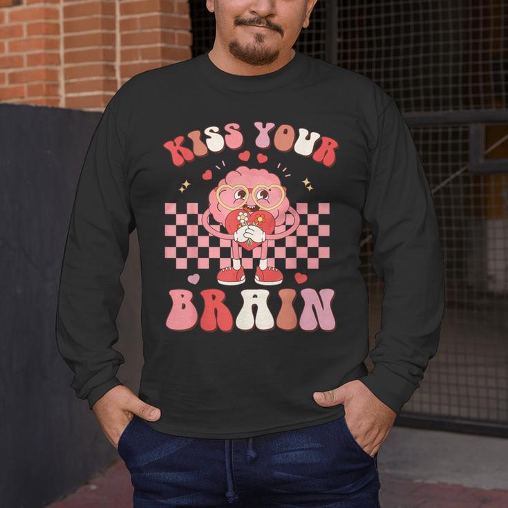 Kiss Your Brain Valentines Test Day Teacher Squad Kids Men's Long Sleeve T-Shirt, funny design Kiss Your Brain Valentines Test Day Teacher Squad Kids Men's Long Sleeve T-Shirt, funny design