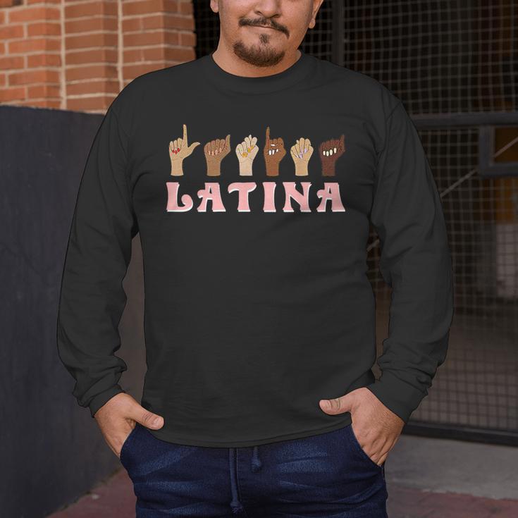 Latina ASL American Sign Language Latina Power ASL Teacher Men's Long Sleeve T-Shirt, funny design Latina ASL American Sign Language Latina Power ASL Teacher Men's Long Sleeve T-Shirt, funny design