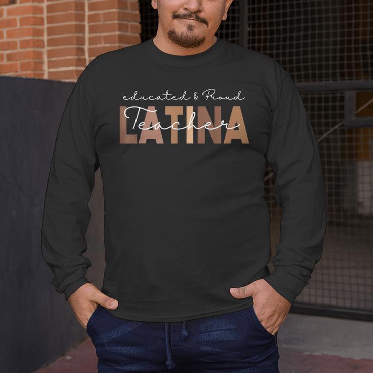 Latina Teacher Maestra Educated & Latino Teachers Women Men's Long Sleeve T-Shirt, funny design Latina Teacher Maestra Educated & Latino Teachers Women Men's Long Sleeve T-Shirt, funny design