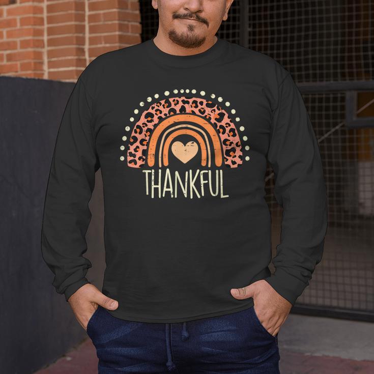 Leopard Rainbow Thankful Thanksgiving Teacher Women Kids Men's Long Sleeve T-Shirt, funny design Leopard Rainbow Thankful Thanksgiving Teacher Women Kids Men's Long Sleeve T-Shirt, funny design