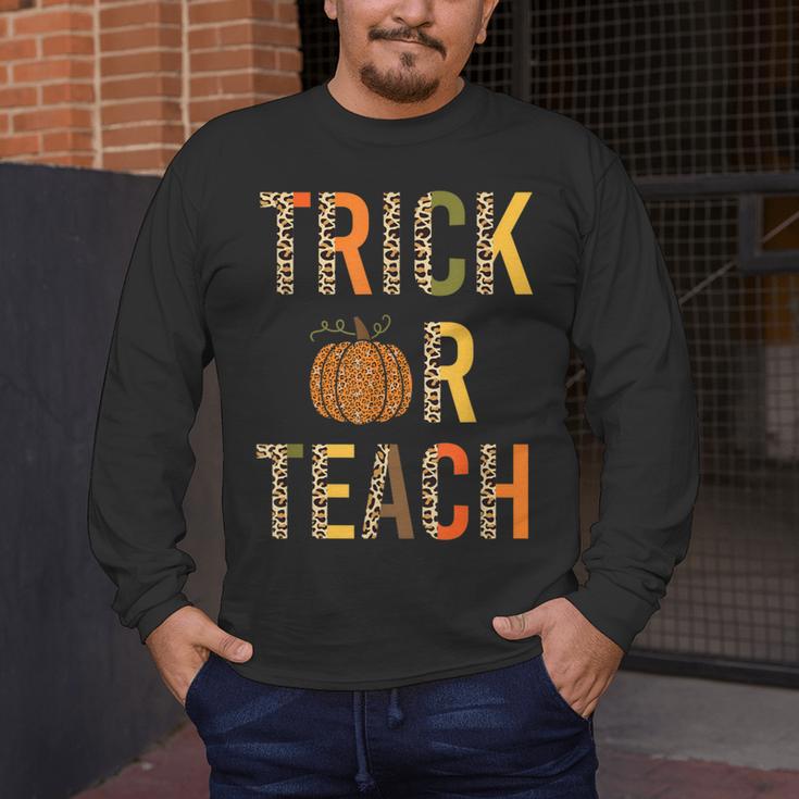 Leopard Trick Or Teach Halloween Teacher Costume Women Men's Long Sleeve T-Shirt, funny design Leopard Trick Or Teach Halloween Teacher Costume Women Men's Long Sleeve T-Shirt, funny design