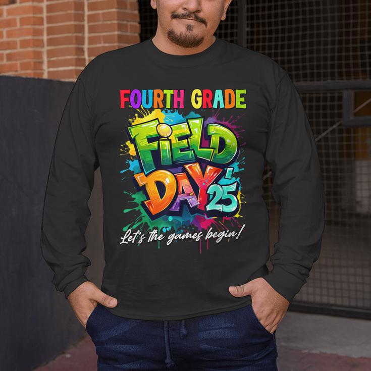 Let The Games Begin Fourth Grade Field Day 2025 Teacher Kid Men's Long Sleeve T-Shirt, funny design