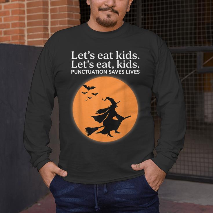 Let's Eat Kids Punctuation Saves Live Witch Grammar Teacher Men's Long Sleeve T-Shirt, funny design Let's Eat Kids Punctuation Saves Live Witch Grammar Teacher Men's Long Sleeve T-Shirt, funny design
