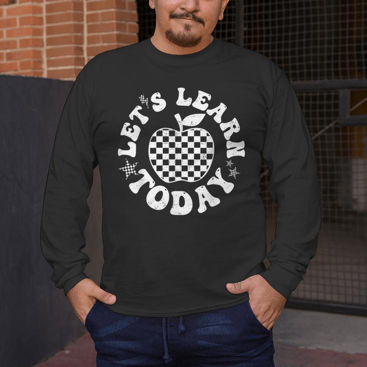 Let's Learn Today Checkered Apple Back To School Teacher Men's Long Sleeve T-Shirt, funny design Let's Learn Today Checkered Apple Back To School Teacher Men's Long Sleeve T-Shirt, funny design