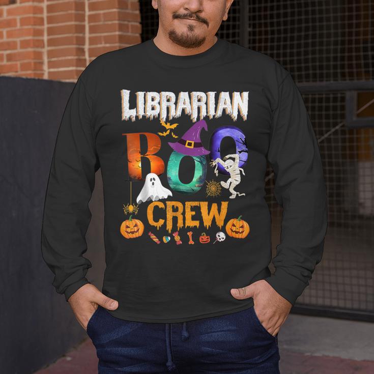 Librarian Boo Crew Teacher Student Halloween Costume Men's Long Sleeve T-Shirt, funny design