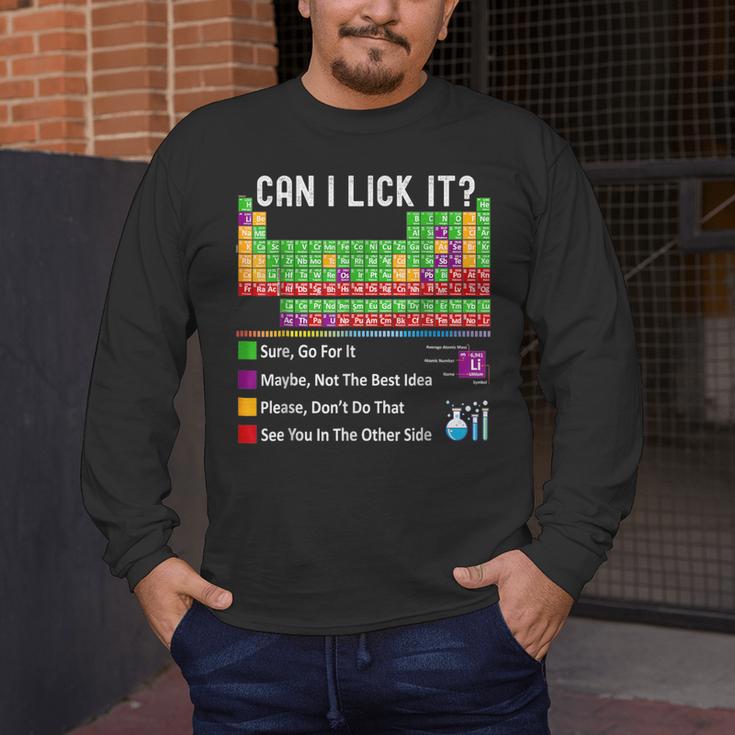 Can I Lick It Periodic Table Chart Science Teacher Cool Meme Men's Long Sleeve T-Shirt, funny design