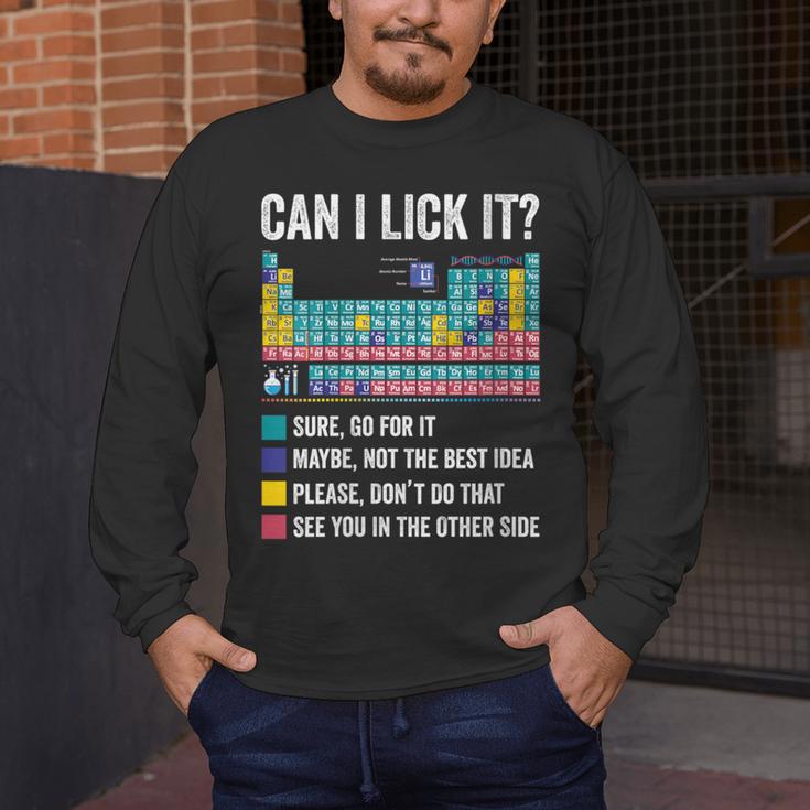 Can I Lick It Periodic Table Of Elements Science Teacher Men's Long Sleeve T-Shirt, funny design