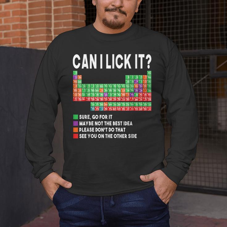 Can I Lick It Periodic Table Science Teacher Boy And Girls Men's Long Sleeve T-Shirt, funny design