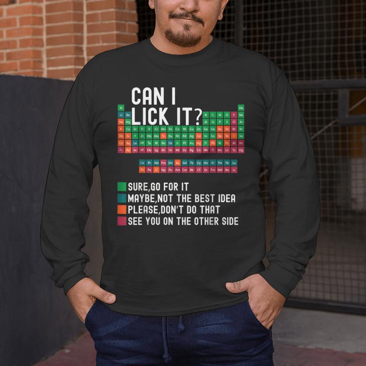 Can I Lick It Periodic Table Science Teacher Chemistry Men's Long Sleeve T-Shirt, funny design Can I Lick It Periodic Table Science Teacher Chemistry Men's Long Sleeve T-Shirt, funny design