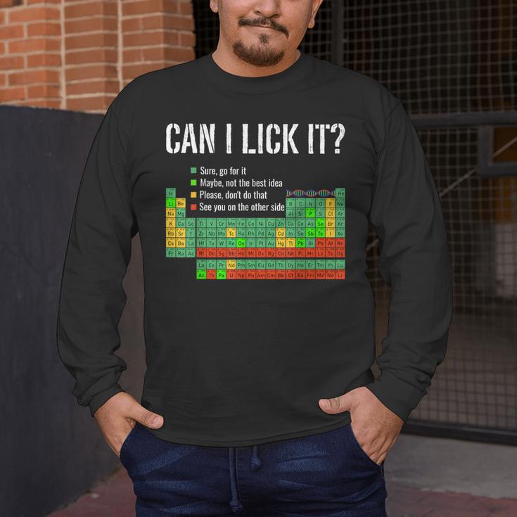 Can I Lick It Periodic Table Science Teacher Student Men's Long Sleeve T-Shirt, funny design Can I Lick It Periodic Table Science Teacher Student Men's Long Sleeve T-Shirt, funny design
