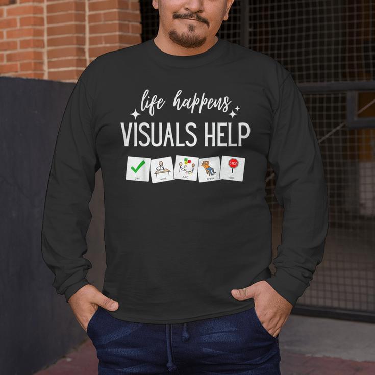 Life Happens Visuals Help Special Education Teacher Aide Men Women Men's Long Sleeve T-Shirt, funny design Life Happens Visuals Help Special Education Teacher Aide Men Women Men's Long Sleeve T-Shirt, funny design