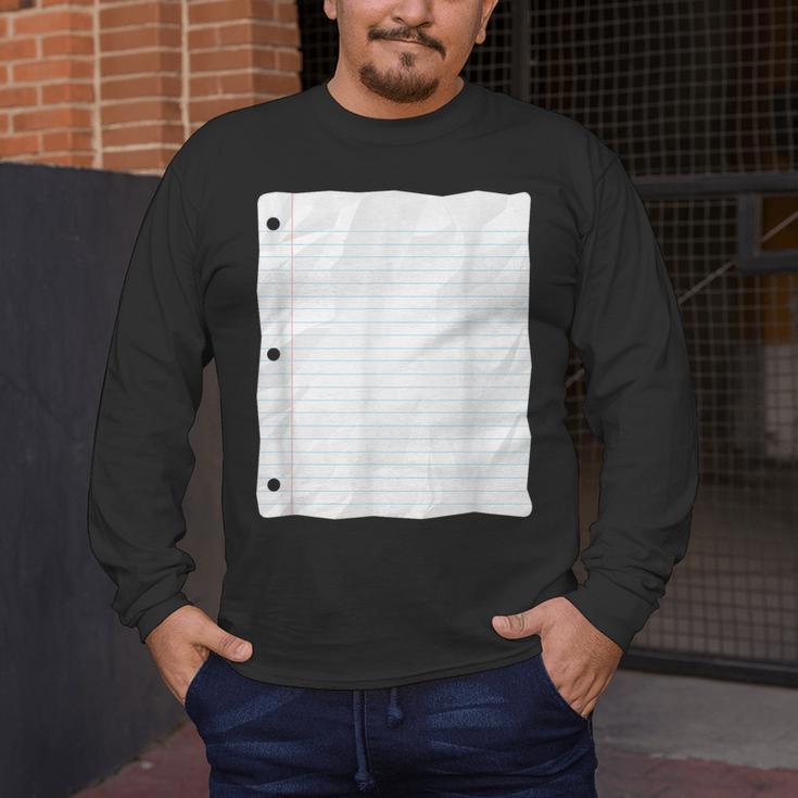 Lined Paper Notebook Halloween Costume For Students Teachers For Men Women Kids Men's Long Sleeve T-Shirt, funny design