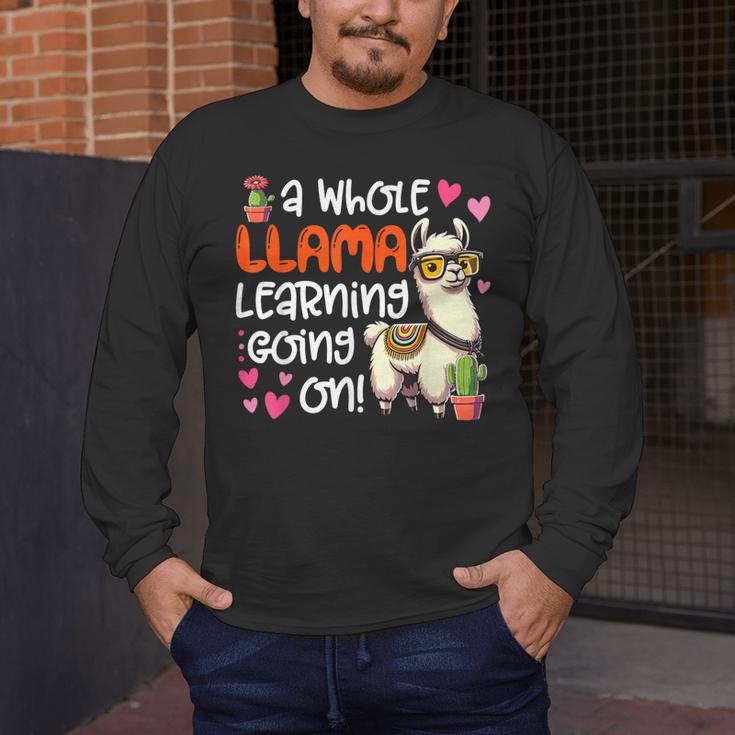 Llama Learning Teachers Students Alpaca Lover Back To School Men's Long Sleeve T-Shirt, funny design Llama Learning Teachers Students Alpaca Lover Back To School Men's Long Sleeve T-Shirt, funny design