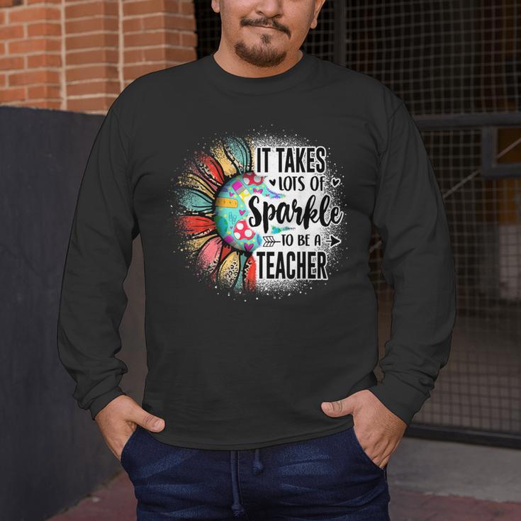 It Take Lots Of Sparkle To Be A Teacher With Sunflower Men's Long Sleeve T-Shirt, funny design It Take Lots Of Sparkle To Be A Teacher With Sunflower Men's Long Sleeve T-Shirt, funny design