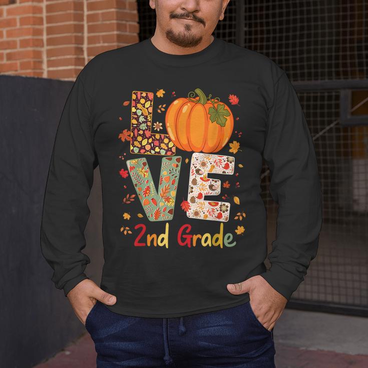 Love 2nd Grade Happy Fall Thanksgiving For 2nd Teacher For Men Women Girls Kids Men's Long Sleeve T-Shirt, funny design Love 2nd Grade Happy Fall Thanksgiving For 2nd Teacher For Men Women Girls Kids Men's Long Sleeve T-Shirt, funny design