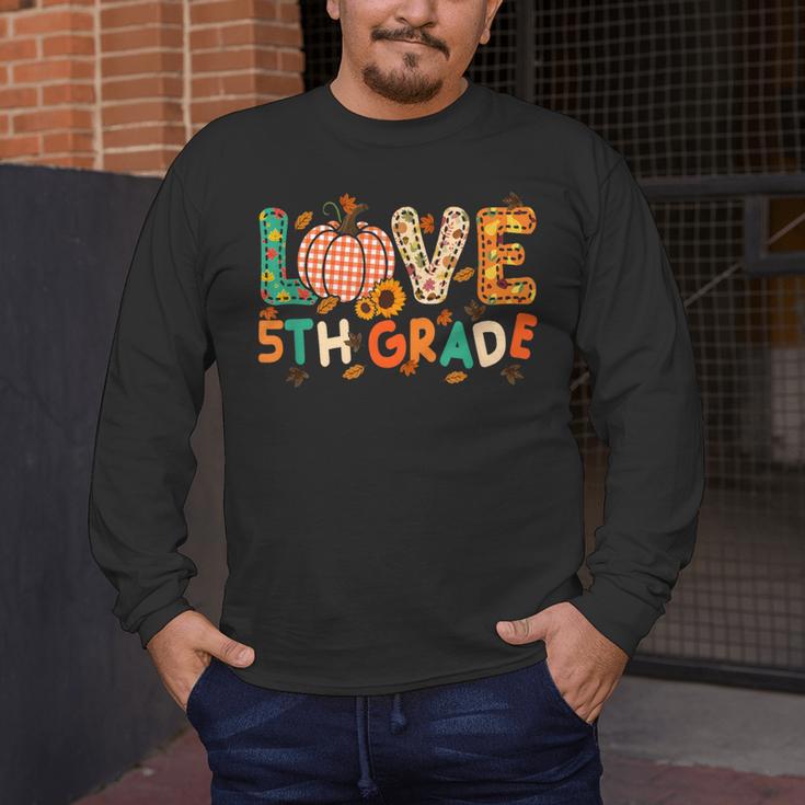 Love 5th Grade Thanksgiving Colorful Fall Leaves Teacher Men's Long Sleeve T-Shirt, funny design