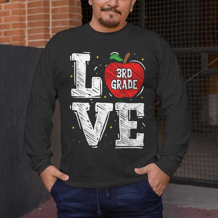 LOVE Apple 3rd Grade Teacher Student School Men's Long Sleeve T-Shirt, funny design LOVE Apple 3rd Grade Teacher Student School Men's Long Sleeve T-Shirt, funny design