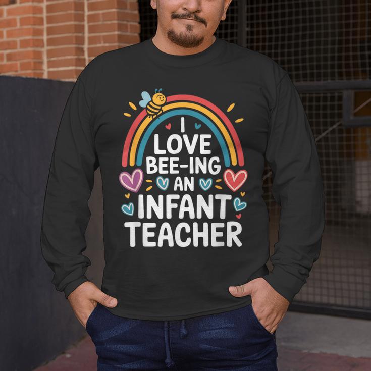 I Love Bee-Ing An Infant Teacher Toddler Teaching Men's Long Sleeve T-Shirt, funny design