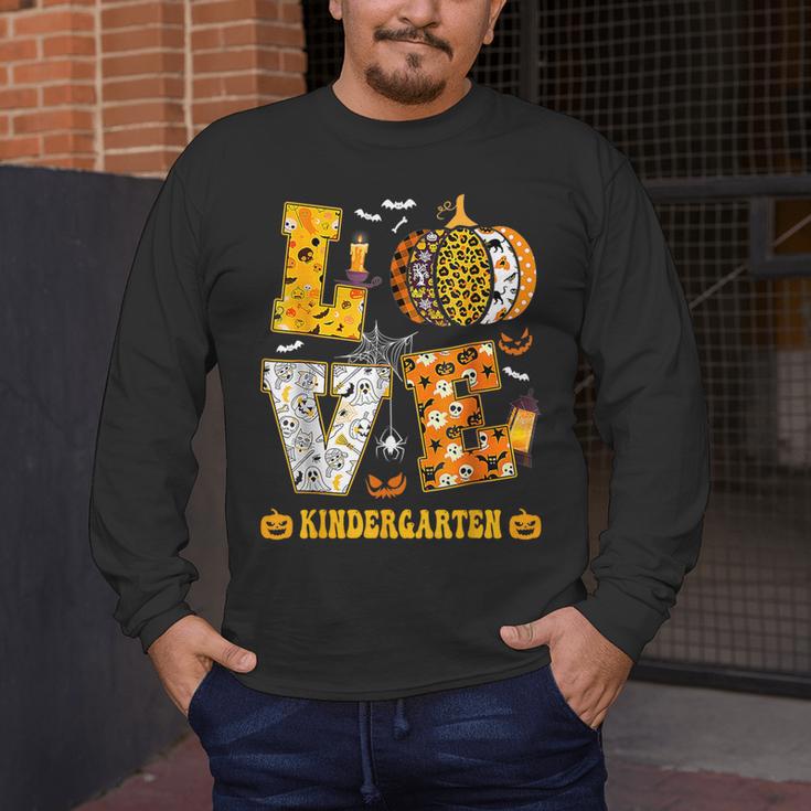LOVE Kindergarten Pumpkin Teacher Student Halloween Costume Men's Long Sleeve T-Shirt, funny design LOVE Kindergarten Pumpkin Teacher Student Halloween Costume Men's Long Sleeve T-Shirt, funny design