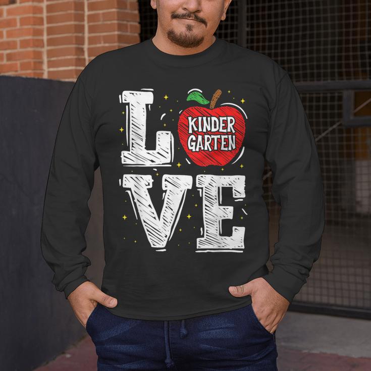 LOVE Kindergarten Teacher Student School Apple Men's Long Sleeve T-Shirt, funny design LOVE Kindergarten Teacher Student School Apple Men's Long Sleeve T-Shirt, funny design