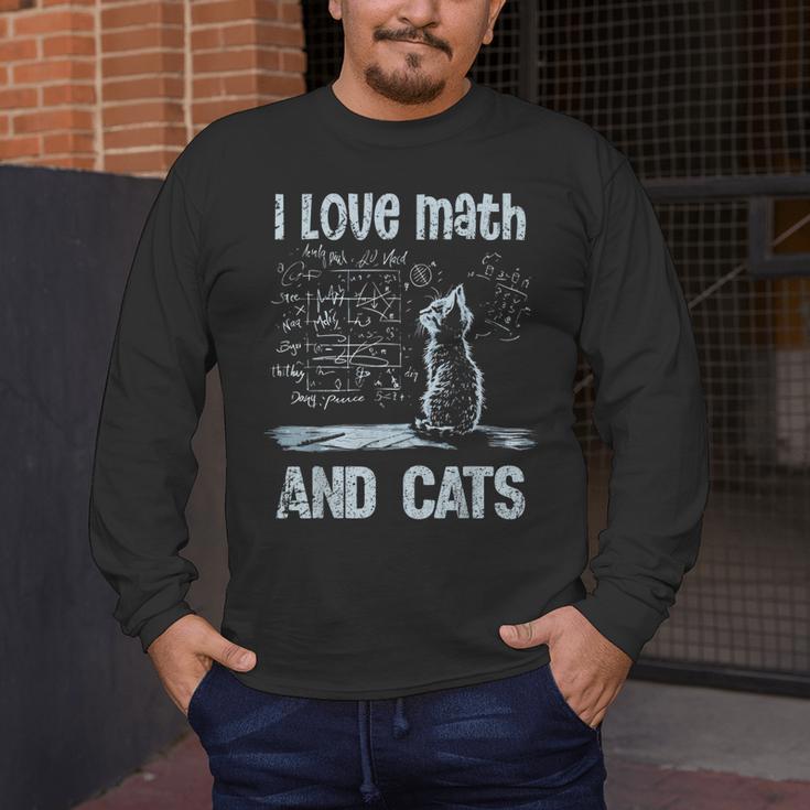 I Love Math And Cats Cat Lover Science Teacher Student Men's Long Sleeve T-Shirt, funny design I Love Math And Cats Cat Lover Science Teacher Student Men's Long Sleeve T-Shirt, funny design