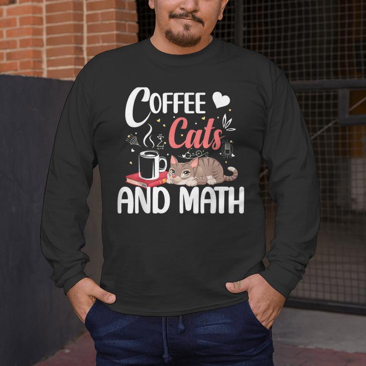 I Love Math Cats And Coffee Heart Mathematics Teacher Men's Long Sleeve T-Shirt, funny design I Love Math Cats And Coffee Heart Mathematics Teacher Men's Long Sleeve T-Shirt, funny design