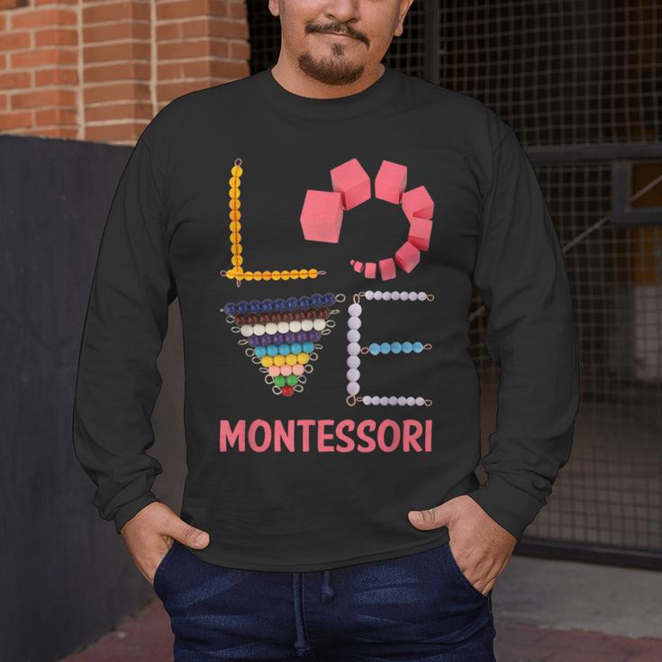 Love Montessori Education Math Teacher Men's Long Sleeve T-Shirt, funny design